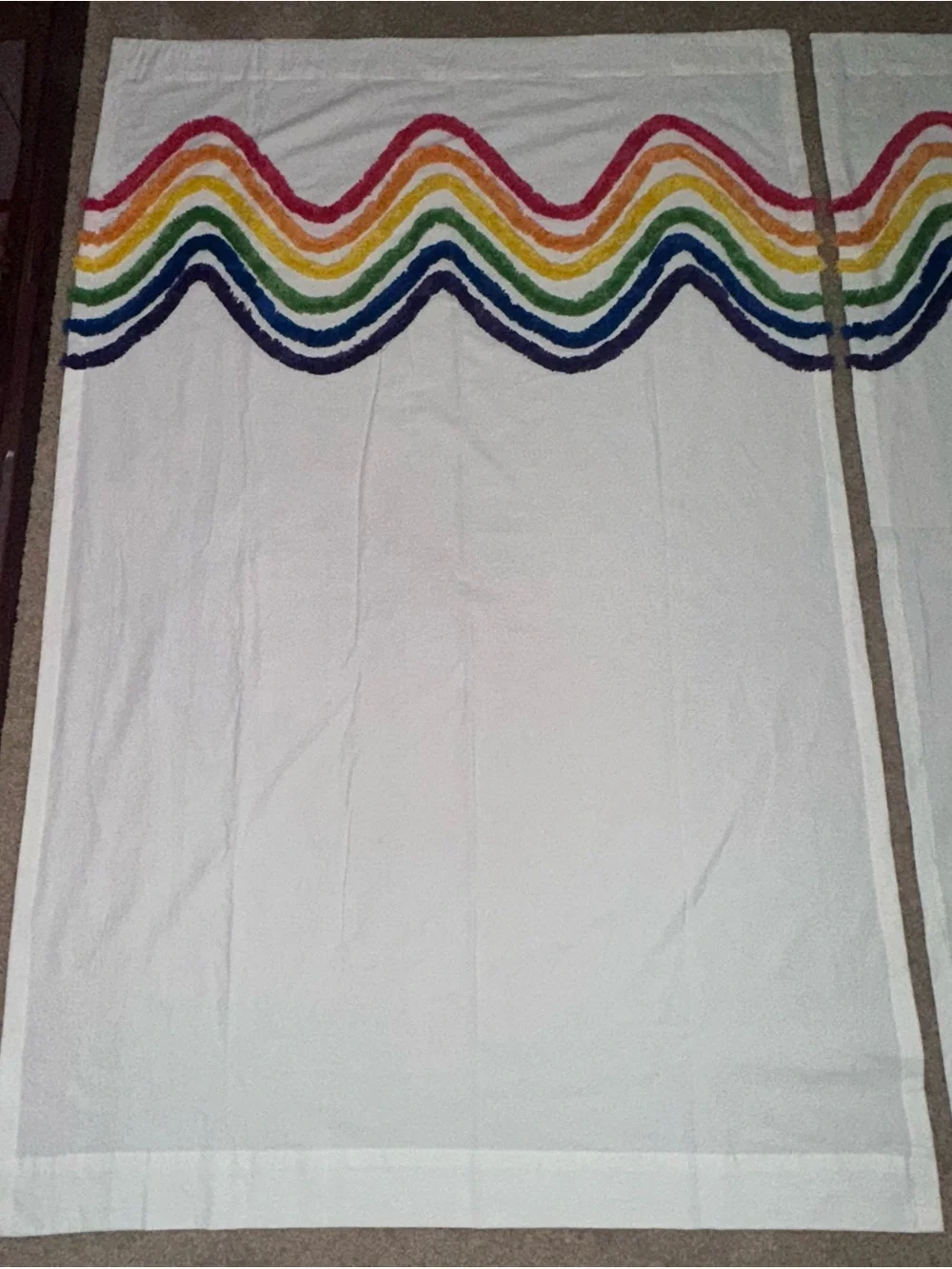 Rainbow Pride Tufted Stripe Light-Filtering Rod Pocket Curtain Panels *NEW*